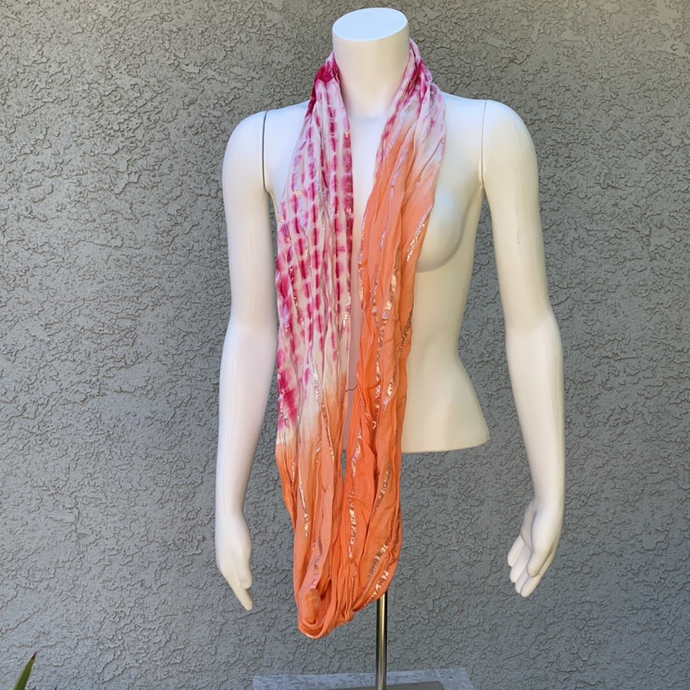 Kohl’s Mudd Metallic Tie Dye Multicolor Infinity Scarf🧣Fashion Accessory NWT OS